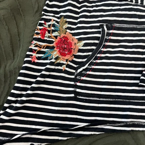Johnny Was Striped Floral Embroidered Top - Picture 5 of 11
